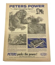 1960 Peters Ammo Vtg Print Ad 8.5x11.5 ~  Rifle Hunting ~ Stops Man Eating Tiger