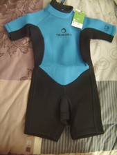 Combinaison de surf, plongée néoprène TRIBORD noire/bleue T4 Ans neuve+étiquette