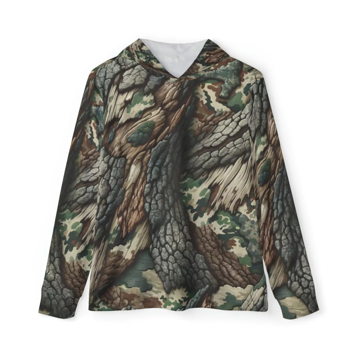 UPF 50+ Performance Fishing Shirt Hoodie Tree Bark Camo Polyester Mens  Outdoors