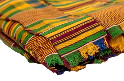 African Ashanti Kente Cloth #14888 Ghana Multicolor Cotton Handmade
