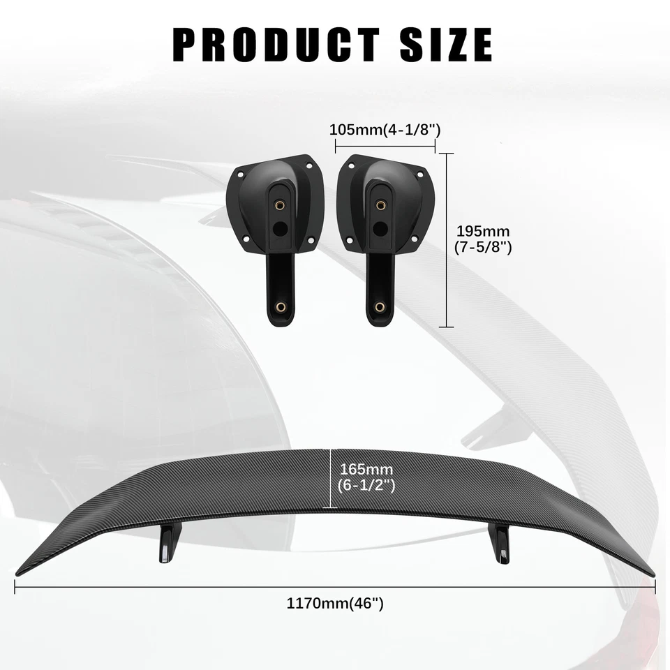 For Nissan Altima Sedan 47" GT Style Rear Trunk Spoiler Racing Wing Carbon Fiber - Image 3 of 4