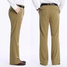 Men Bell Bottom Stretch Flared Pants Vintage 60s 70s Casual Formal Trousers