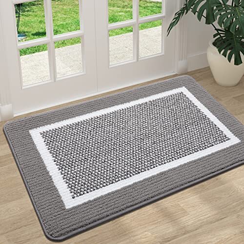 Non-Slip Indoor Door Mat 32x20 Washable Grey Entryway Doormat 