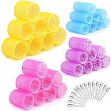 46 PCS Colorful Self Grip Hair Curlers Roller Sets 4 Size with Stainless Clips