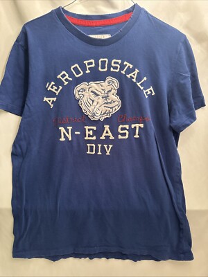 Aeropostale N-East Division Blue Bulldog T-Shirt Men s XL GUC CHARITY *read