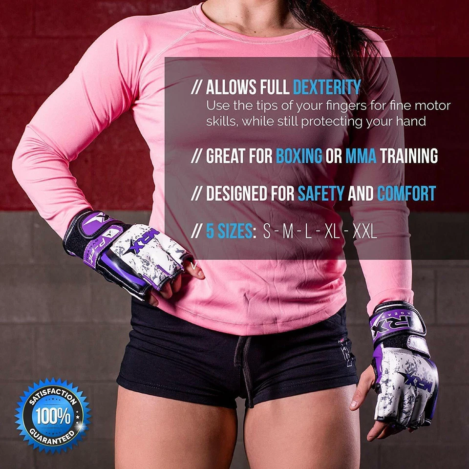 Guantes de Boxeo MMA para Mujer | Guantes de Kickboxing con Palmas Abiertas Guantes de Agarre Foto 3 de 4