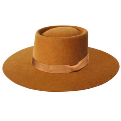 GAMBLER Fedora Highway CAMEL, Copper~ Women's Wool Western Hat  w/feather