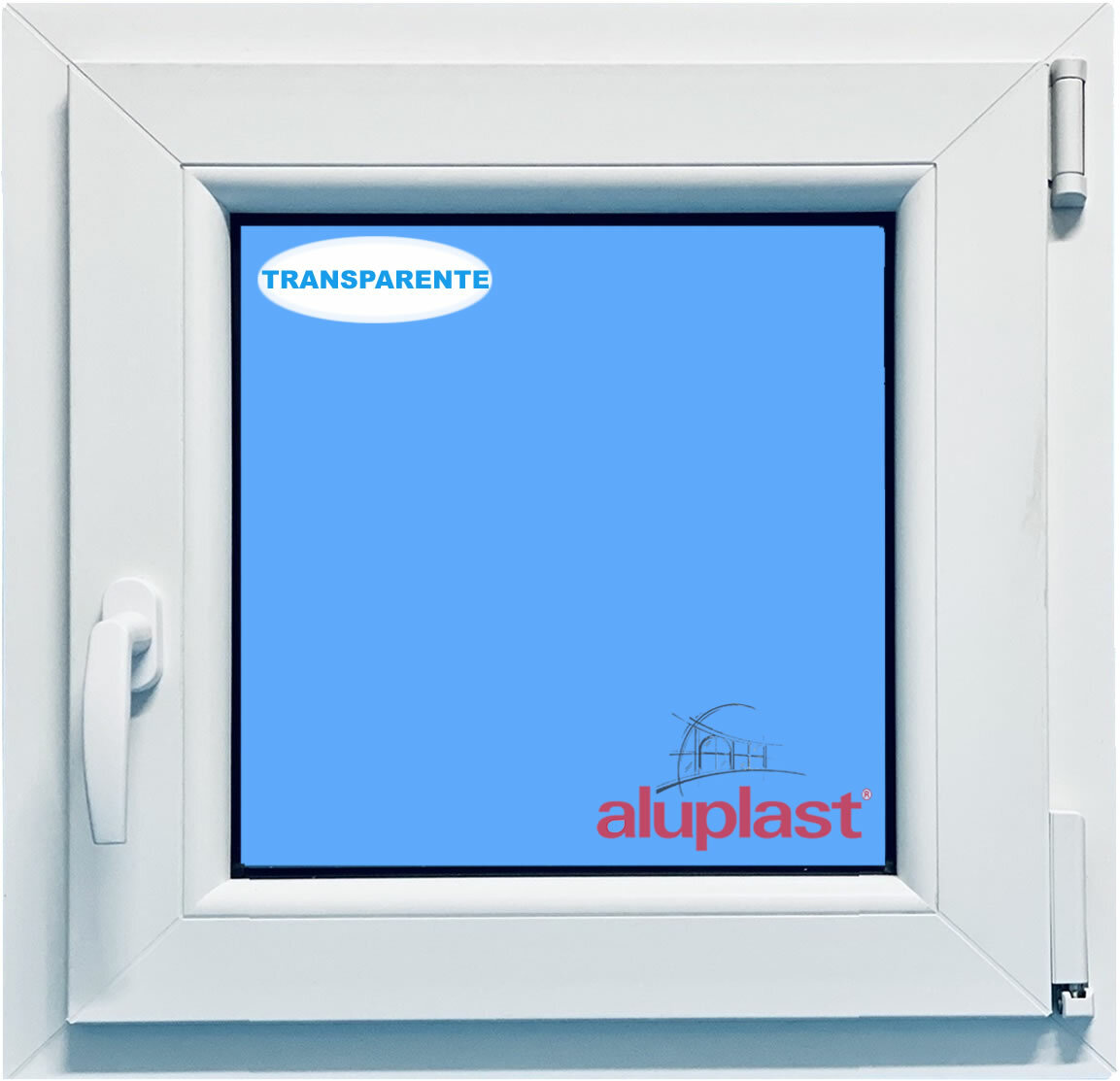 VENTANA PVC 900x900 BLANCA OSCILOBATIENTE DERECHA VIDRIO TRANSPARENTE
