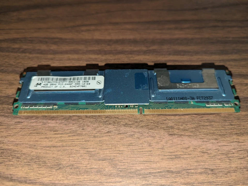 Micron 4GB 2RX4 PC2-6400F DDR2 ECC Servidor Memoria Ram MT36HTF51272FY-80EG1D6 Foto 3 de 4