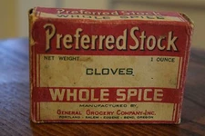 Vintage Preferred Stock Cloves Whole Spice Box General Grocery Company Oregon