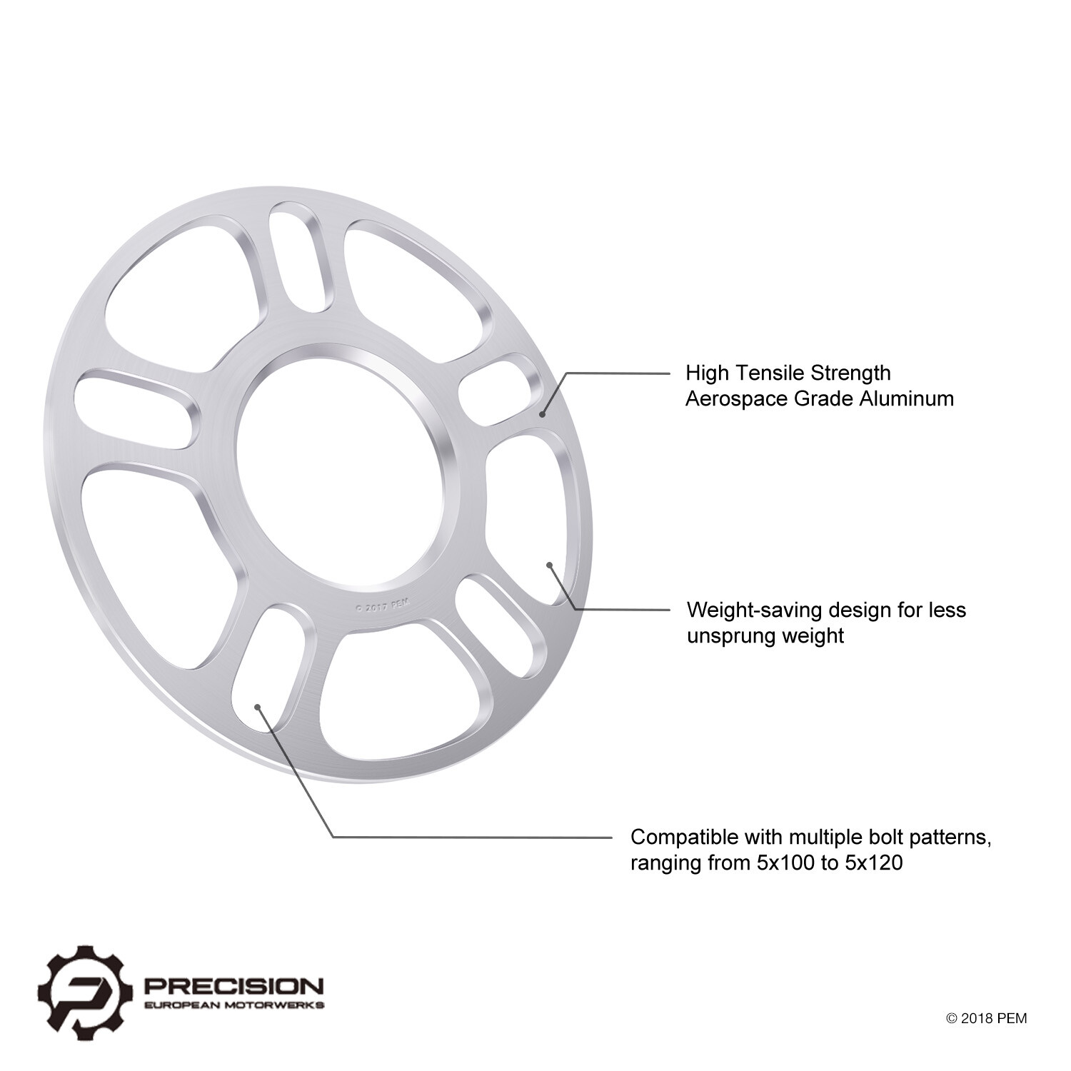 3mm Universal Wheel Spacers Fits 5x108 5x100 5x110 5x112 5x114.3