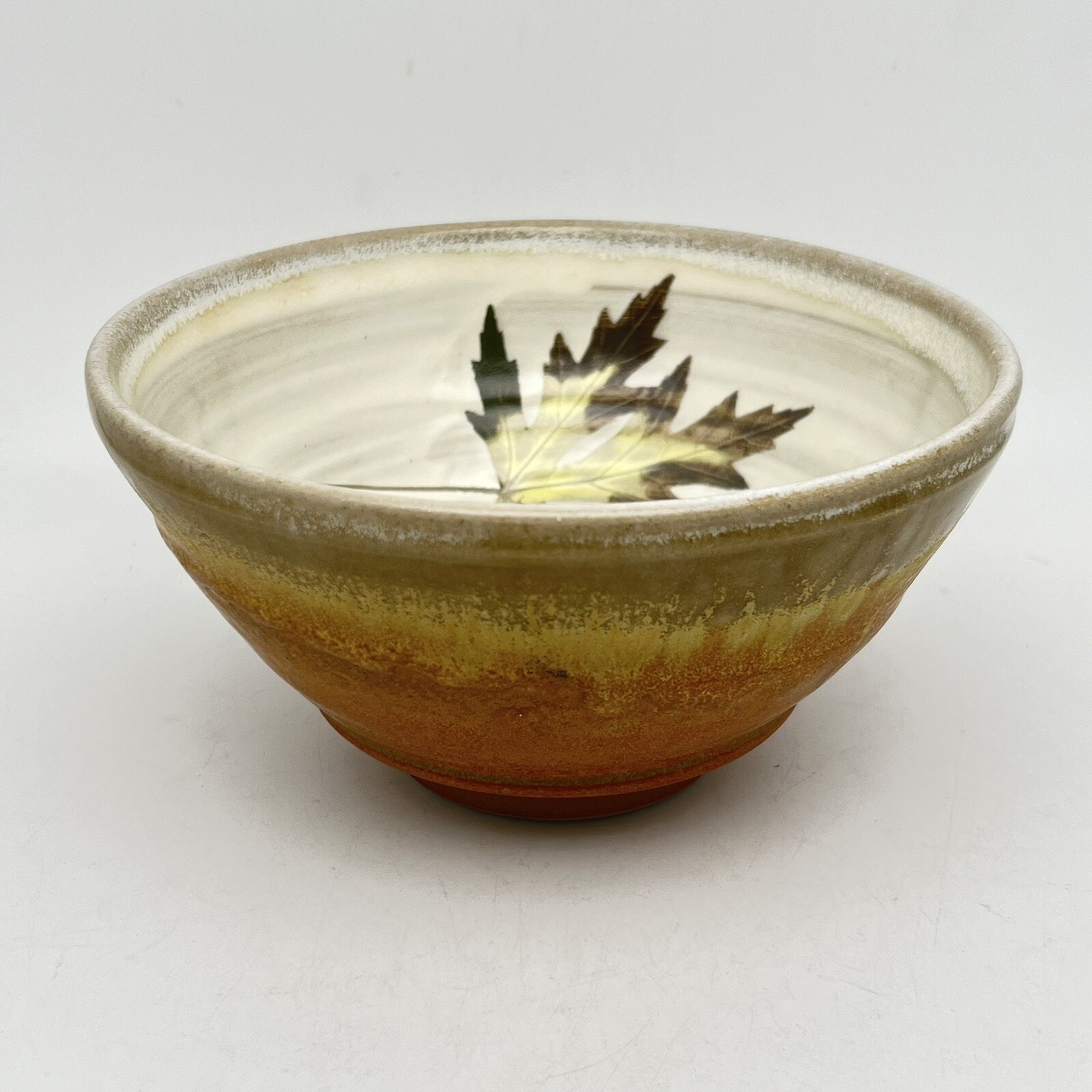 Travis Berning Art Pottery Maple Leaf Bowl Gloss or Matte 6.75 Inch Ceramic USA Handmade