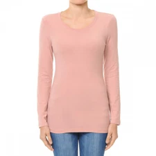 Women's Premium Cotton Basic Long Sleeve T-Shirt Top Soft Knit Solids Crew Neck