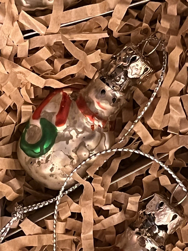 Vintage Style Glass Snowman boxed set 6 mini ornaments for Christmas tree - Image 4 of 4