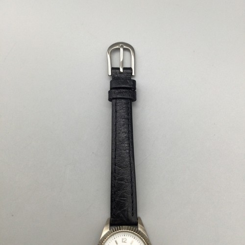 Dakota Watch Women 21mm Silver Tone Black Leather Band New Battery - Picture 6 of 14
