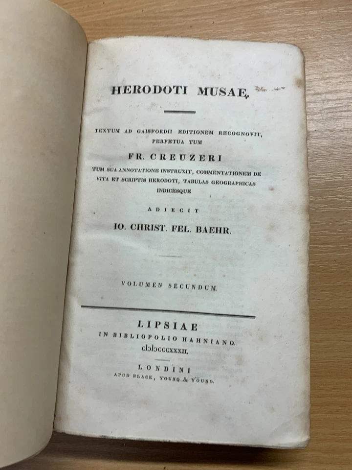 1832 "HERODOTI MUSAE" HERODOT MUSES VOL 2 LATIN & GREEK ANTIQUE BOOK (P6) - Image 4 of 4