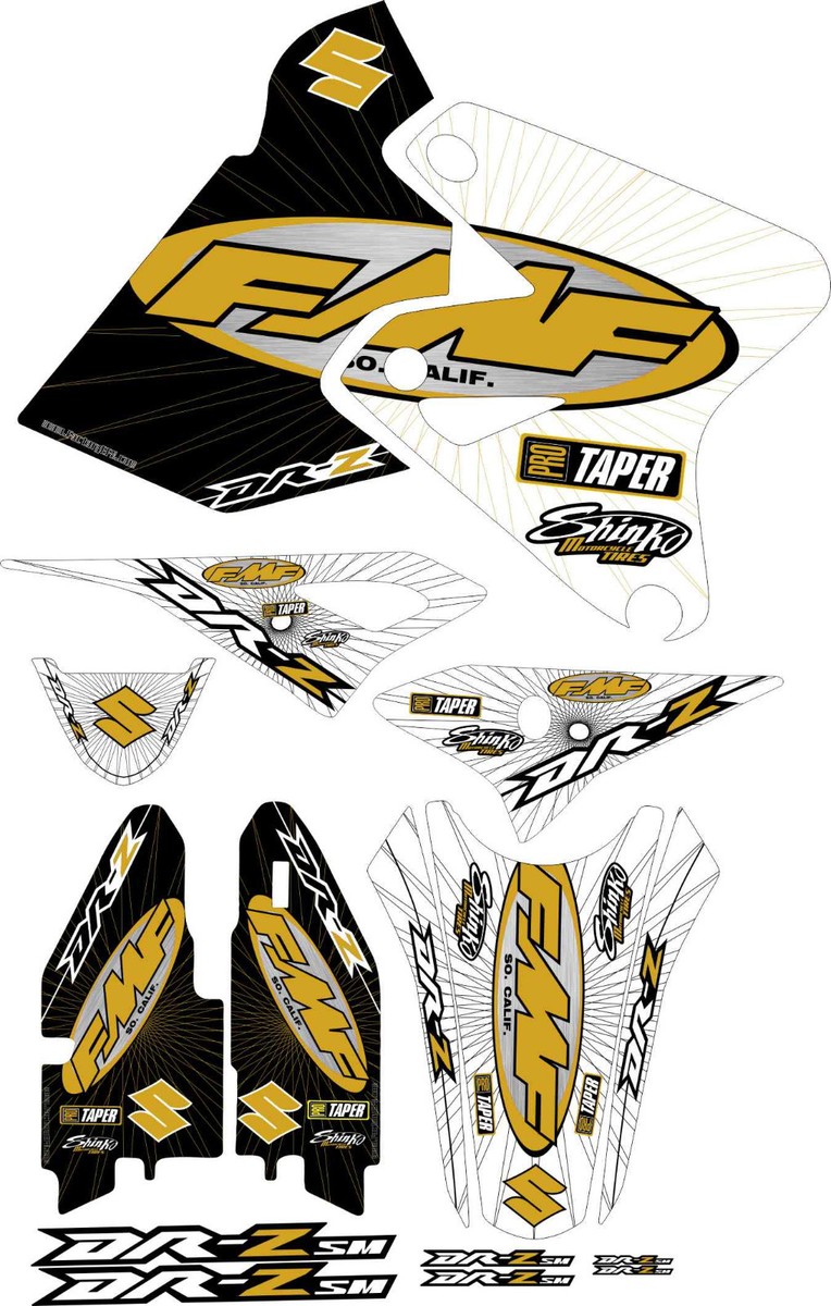 FMF Exhaust Graphic Kit DRZ400SM Drz400s Drz 400sm 400s Shroud Decals Drz400 - Foto 2