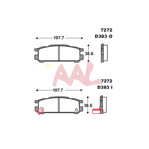 AAL For REAR BRAKE PAD For 2003 2004 DODGE STRATUS COUPE 4 (Complete set 4 pcs) - Picture 2 of 6