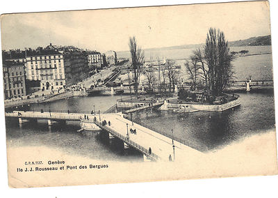 Schweiz - Genf - Insel Jean-Jacques Rousseau Und Brücke Der Bergues (5982)
