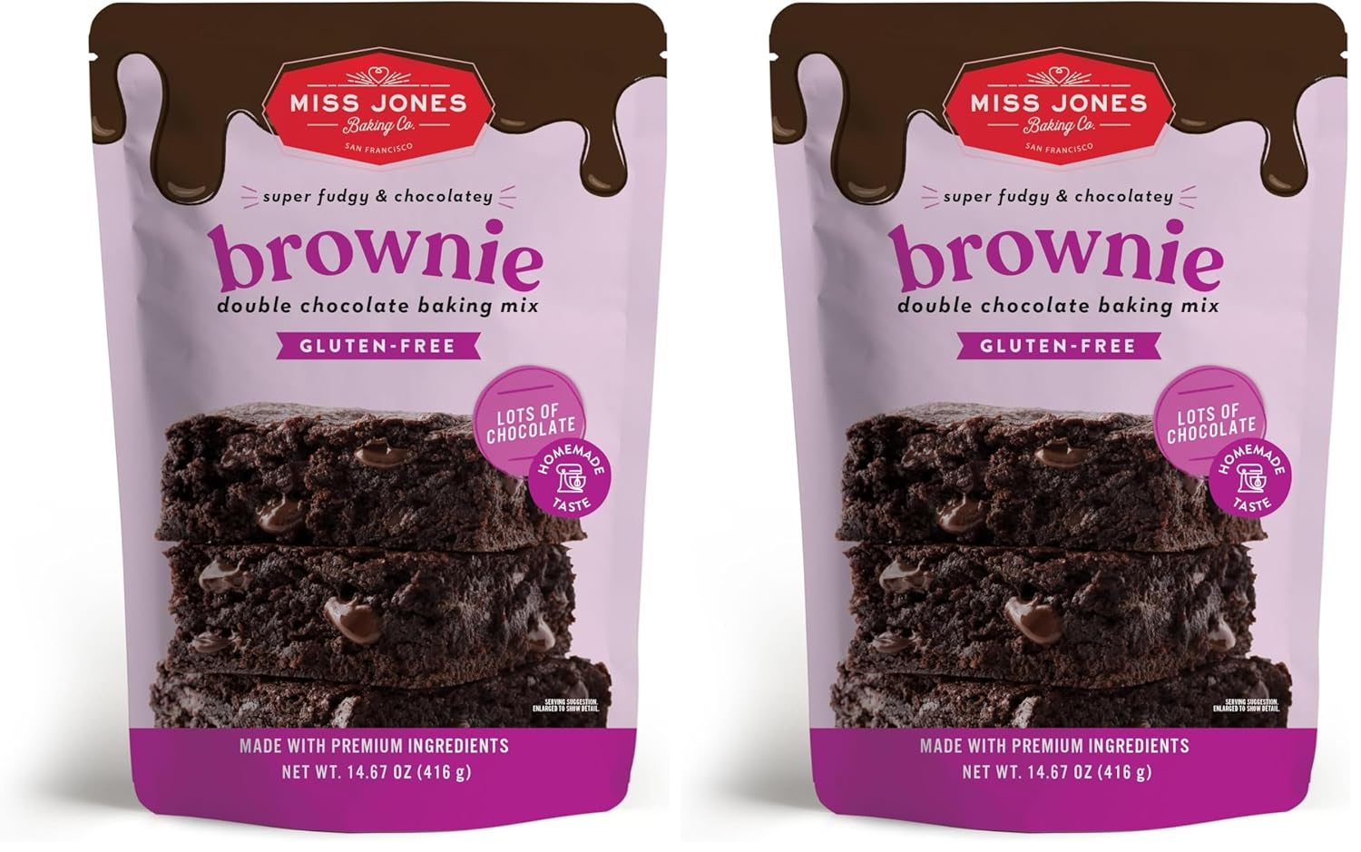 Miss Jones Baking Brownie Mix - Whole Grains, More Chocolate Chips, Guilt Free B