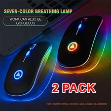 2.4GHz Wireless Optical Mouse USB Rechargeable RGB Cordless Mice For PC Laptop