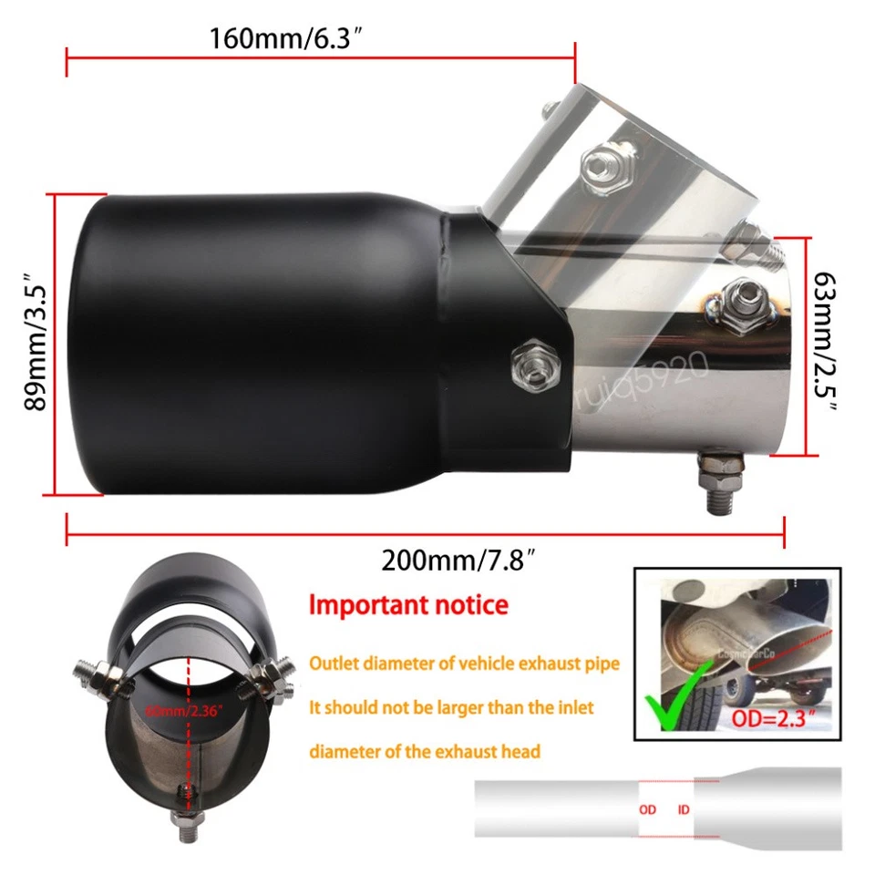 2PC Car Exhaust Pipe Tip Rear Tail Throat Muffler For Nissan 300ZX 350z 370z Foto 3 de 4