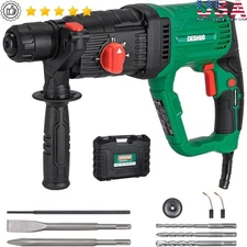 Corded Electric Rotary Hammer 9AMP 1100RPM SDS Plus 4 Mode Concrete Drill 