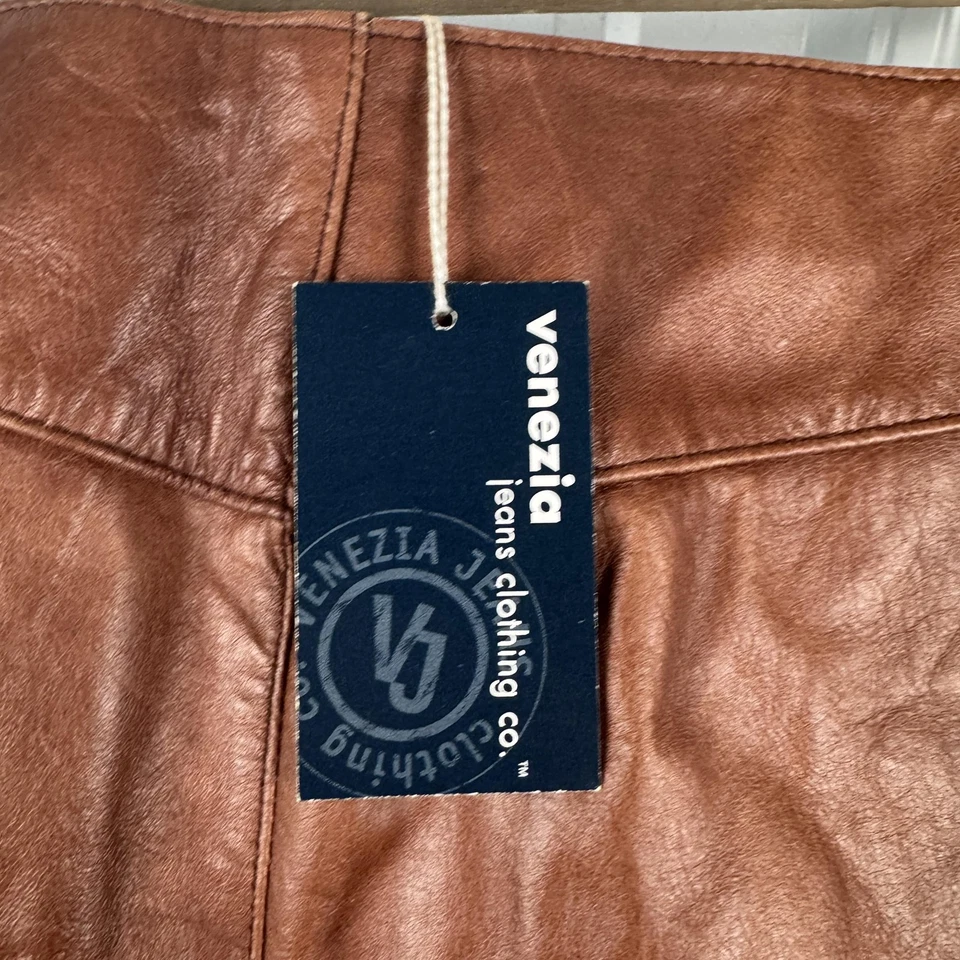 Pantalones de cuero Venezia de colección para mujer 26 100 % cuero rectos occidentales talla grande NUEVO Foto 4 de 4