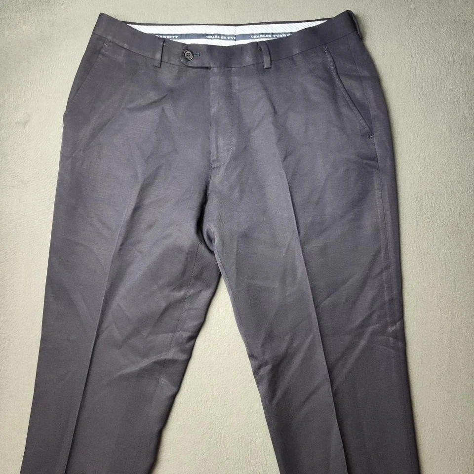 Pantalones de vestir Charles Tyrwhitt para hombre 34x30 azul lana a medida frente plano Foto 2 de 4