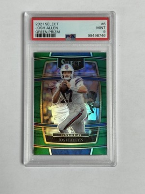 2021 Panini Select Concourse Josh Allen #6 Green Prizm /5 PSA 9 Rare BUF Bills