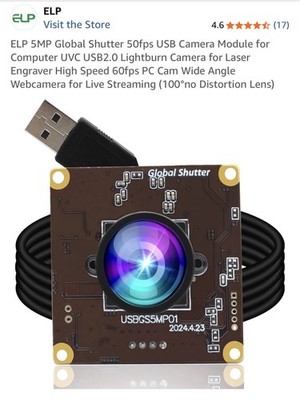 ELP 5M Global Shutter USB Camera 50 fps 100 Deg No Distortion
