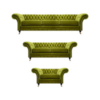 OlivengrüNe Chesterfield Garnitur Wohnzimmer Sofagarnitur Luxus Set 3Tlg