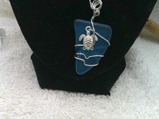 COASTAL BLUES Sea glass jewelry hawaii seaglass necklace 18 inch chain