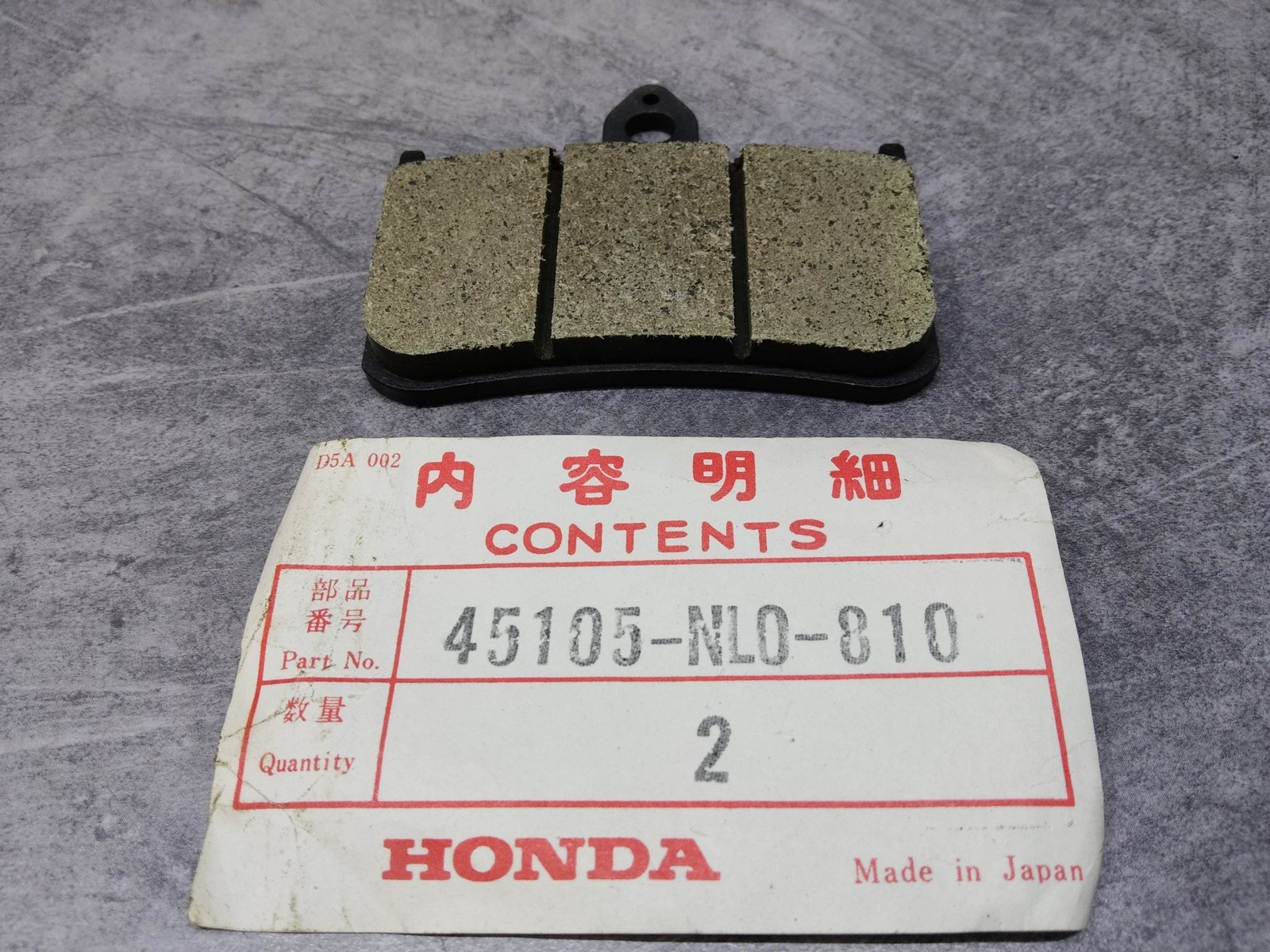 Plaquette frein avant HONDA 45105-NL0-810 d'origine pour moto de route et compétition