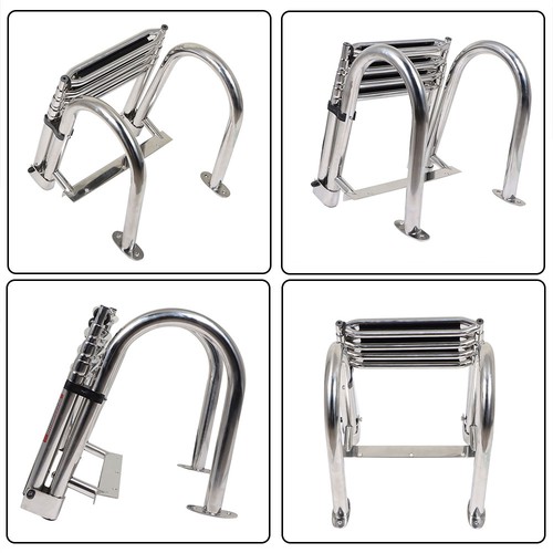 Pedal Hand armrest New 4 Step Stainless Steel Telescoping Boat Ladder US - Picture 8 of 16