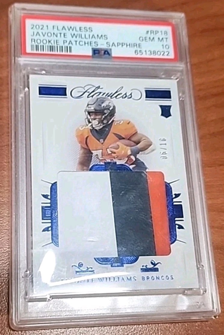 Javonte Williams Panini Flawless Rookie Patches #RP18 Sapphire