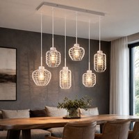 Led HäNgelampe Pendelleuchte Schlafzimmerlampe Metall Weiß 6-Flammig H 120 Cm