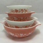 Vintage Pyrex Pink Gooseberry Cinderella Mixing Bowl Set of 4 Nesting Sizes MINT