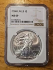 2008 AMERICAN SILVER EAGLE MS69