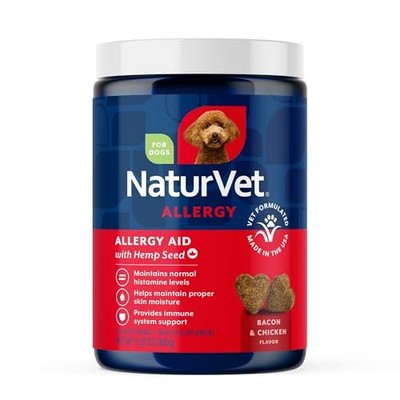 NaturVet Hemp Allergy Aid Supplement for Dogs, Antioxidants, Omegas, DHA & EPA