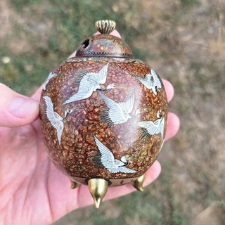 Japanese Antique Cloisonne Koro Crane design Manner of Namikawa Yasuyuki meiji