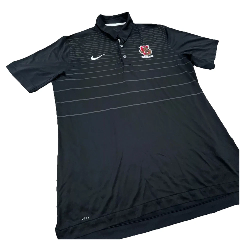 Cornell Big Red Polo Shirt Men Small Black Nike Dri Fit Performance Striped - Image 4 of 4