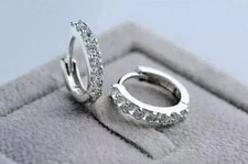 2CT Lab Created Diamond Small Huggie Hoop Earrings 14k White Gold Plated