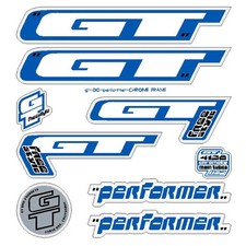 2000 GT BMX - Performer - Chrome Frame decal set - on clear