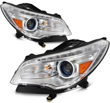 Pair Headlights Assembly For 2017-2013 Buick Enclave Chrome Housing W/ Hid/xenon