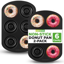NutriChef Nonstick Donut Pans for Baking 6 Doughnut Molds - 2 Pack