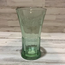 Vintage Coca Cola Green Flared Thick Glass Tumbler 16oz Libbey Coke Float 6.5"