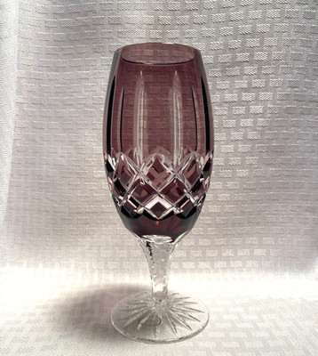AJKA ARABELLA WATER GLASS AMETHYST PURPLE CUT TO CLEAR CRYSTAL BOHEMIAN HUNGARY