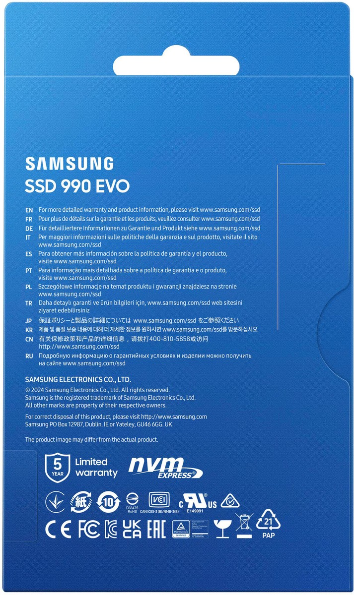 Samsung - 990 EVO SSD 1TB Internal SSD PCIe Gen 4x4 | Gen 5x2 M.2