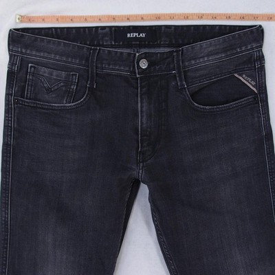 Mens Replay M914 ANBASS Stretch Slim Tapered Grey Jeans W33 L32